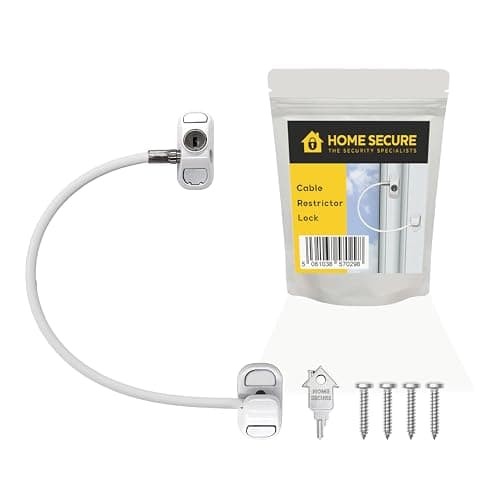 Image of Keyed Cable Window Restrictor – Child & Pet Safety Window Opening Limiter for uPVC & Aluminium Frames, Screw-Fix Safety Lock – Home Secure™