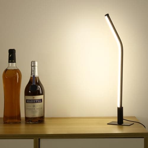 Image of GEPROSMA Bedside Lamp, LED Table Lamp, Desk Lamp with Metal Magnetic Base, Modern Minimalist Style, Touch Control, 3 Light Colours, 9 Brightness, Decorative Bedroom, Black, Height 44 cm