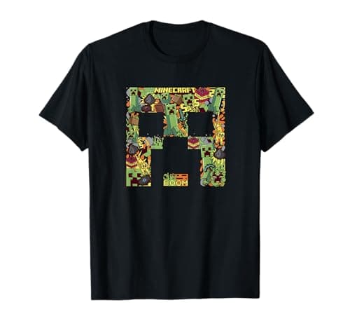 Image of Minecraft Creeper Big Face Collage T-Shirt