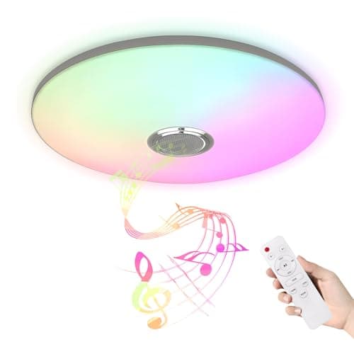 Image of SAILUN 60W LED Ceiling Light with Bluetooth Speaker, Dimmable RGB Ceiling Lamp, APP & Remote Control, Ceiling Lighting for Bedroom Living Room