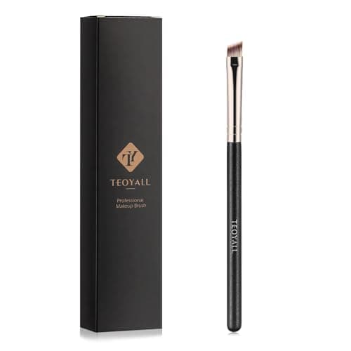 Image of TEOYALL Flat Angled Eyeliner Brush, Soft Thin Slanted Synthetic Bristles Precision Eyebrow Brush For Brow Powder Gel Eye Liner