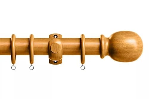 Image of 28mm Wooden Curtain Pole Set (180cm, Antique Pine)
