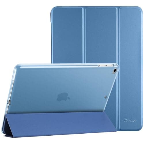 Image of ProCase Smart Case for iPad 9.7/iPad 6th/5th Gen, iPad Air 2/iPad Air 1(Model: A1893 A1954 A1822 A1823 A1566 A1567 A1474 A1475 A1476) Slim Soft TPU Cover Folio Case with Translucent Back -Blue