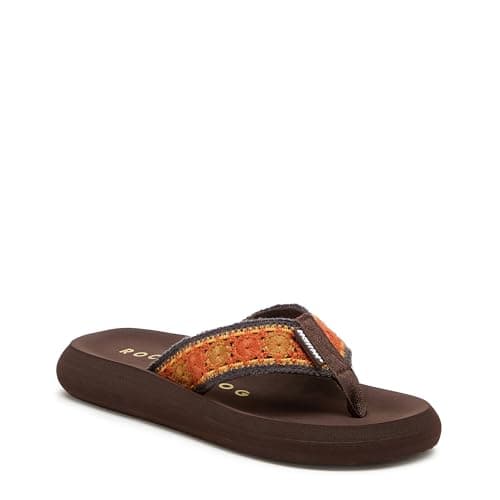 Image of Rocket Dog Spotlight Marlow Textile Women's Brown/Multi Flip Flops - UK 5