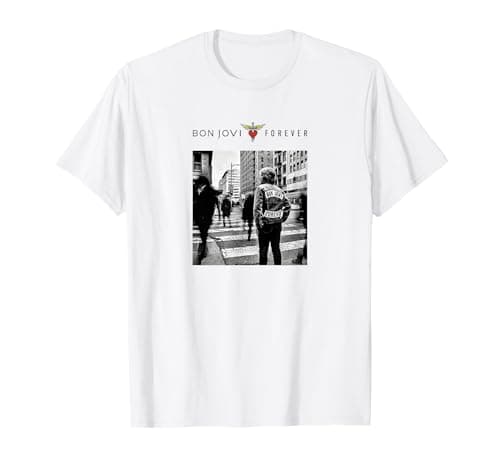 Image of Official Bon Jovi Forever Cover White T-Shirt