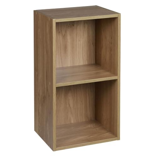 Image of URBNLIVING Tier Wooden Bookcase Shelving Display Storage Shelf Unit Wood Shelves (Oak, 2 Shelf)