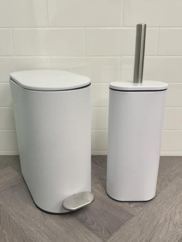 Image of Showerdrape Fortuna 5L Soft Close Bathroom Pedal Bin and Toilet Brush Set in White