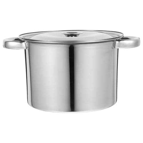 Image of HANABASS 2.5l Stainless Steel Soup Pan with Lid, Thickened Kitchen Soup Pot Featuring Sturdy Lid and Preserves Original Taste, for Cooking and Steaming Stock in Silver