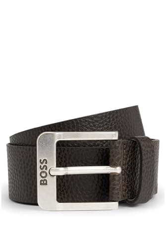 Image of BOSS Mens Jemio-Gr Sz40 Italian-leather belt with logo buckle