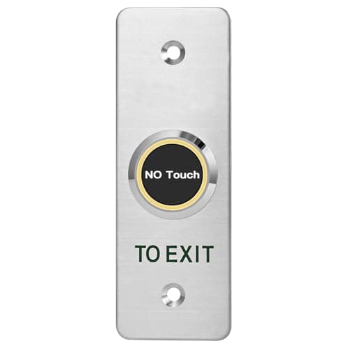 Image of No-Touch Infrared Exit Button with Green LED Indicator - 4.52 x 1.57 x 0.98 inches (115 x 40 x 25mm) Stainless Steel Door Release Button for Access Control Systems (NC, COM, NO Outputs)