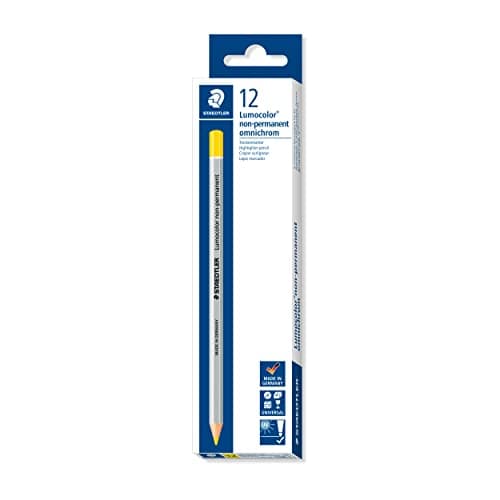 Image of STAEDTLER 108-1 Lumocolor Omnichrom Universal Non-Permanent Marking Crayon - Yellow (Pack of 12)