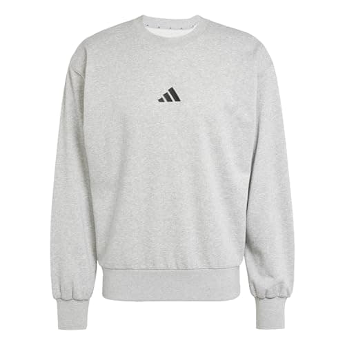 Image of adidas Men's ESSENTIALS FEELCOZY FRENCH TERRY SWEATSHIRT, medium grey heather/black, L