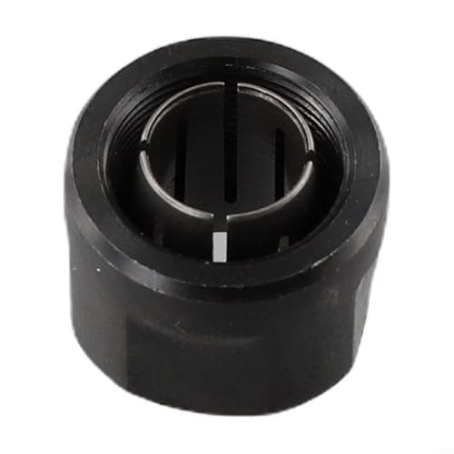Image of Router Collet Nut 1/2 Inch 12.7mm Center Hole Metal Collet Nut for for 3612 Plunge Router Parts, Long lasting Black Replacement with 19.5mm Female Thread,