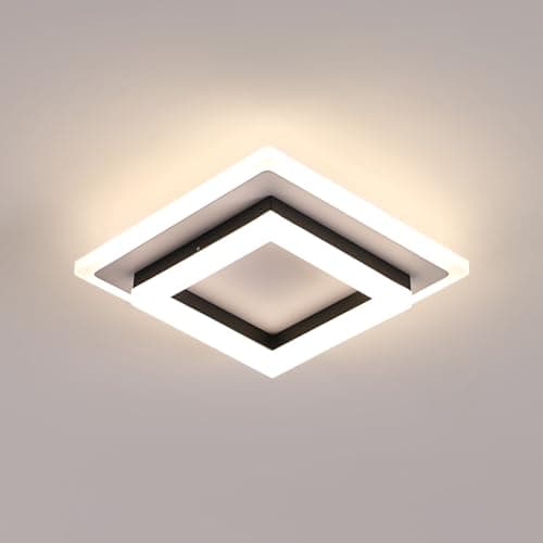 Image of SENQIU LED Ceiling Lights, 24W 2700LM Modern Black Ceiling Lamp, Square Acrylic Ceiling Lighting for Hallway Bedroom Living Room Kitchen Office, 4500K Neutral Light, 20CM