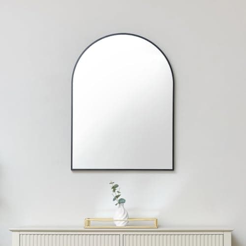 Image of Melody Maison Black Arched Wall Mirror 80cm x 60cm