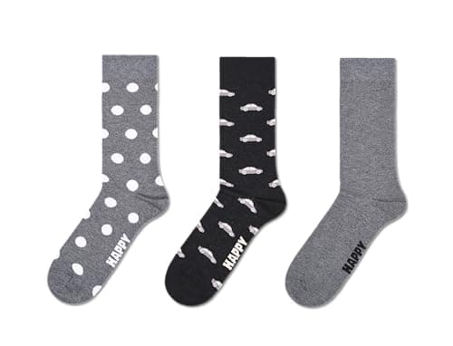 Image of Happy Socks 3-Pack Car Socks, Grey, M/L