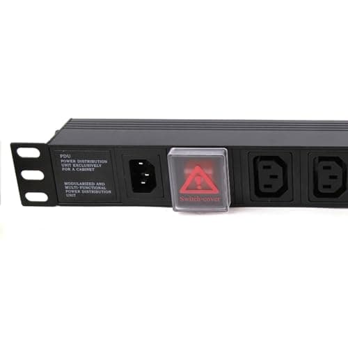 Image of kenable 1U Rack Mount PDU 8 Way Power Distribution Unit C14 Inlet to C13 Sockets 19 Inch Horizontal 10A 2500W Black Aluminium Without Surge Protection