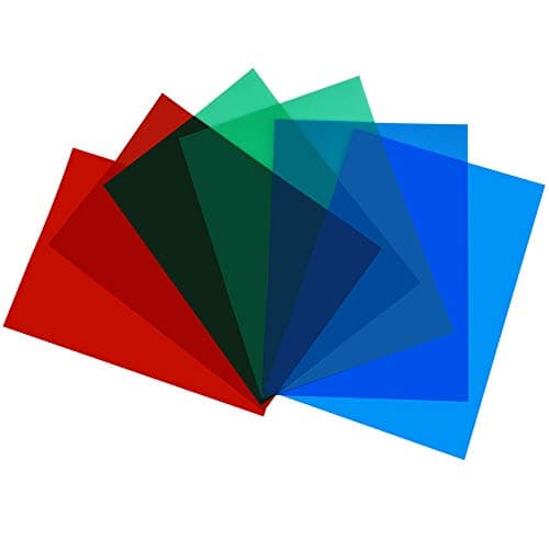 Image of DECARETA Correction Gel Light Filter,6Pcs Colored Overlays Transparency Color Film with 3 Colors,Blue Red Green for Kids,Photo Studio and Stage Lighting A4 Size(29.7x21cm)