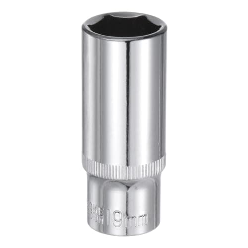 Image of sourcing map 6-Point Socket 3/8" Drive 19mm Deep 2.56" Length 45# Steel Metric Square Drive Sockets Polishing Chromed Sockets for Car Repair Mechanical Maintenance Home Use