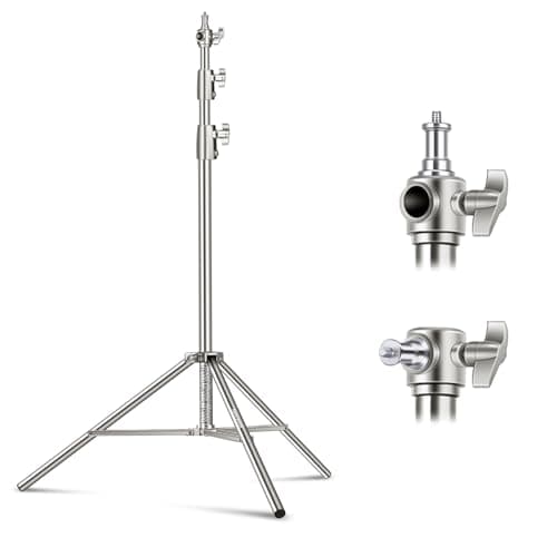 Image of NEEWER 102"/2.6m Stainless Steel Light Stand, Spring Cushioned Heavy Duty Photography Tripod Stand with 1/4” to 3/8” Universal Screw Adapter for Strobe, LED Video Light, Ring Light, Monolight, Softbox