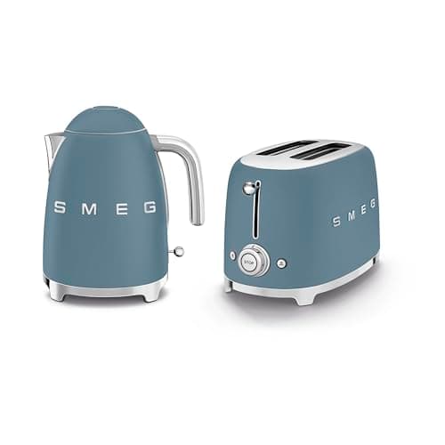 Image of Smeg EEJB290 Breakfast Set,1.7L, 300W Storm Blue Kettle and 2 Slice Storm Blue Toaster, KLF03SBMUK/TSF01SBMUK