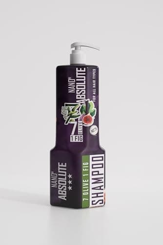 Image of Nano Absolute 7 Olive 1 Fig Shampoo 1L - Olive Oil & Fig Extract - Moisturising & Repairing - For Dry, Damaged & Dull Hair - with Pump - Salon Quality