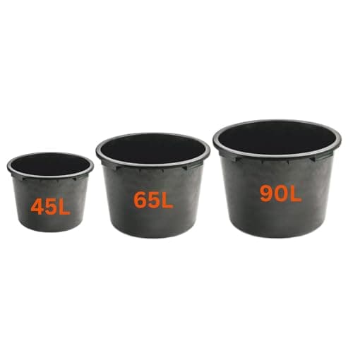 Image of Flexi Tub Small (45L), Medium (65L), Large (90L) Black - Sturdy Heavy Duty Large Plastic Bucket with Handles | Builders Garden Home Storage Container. Set by MYPURECORE (65L)