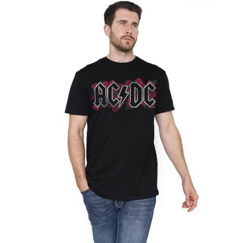 Image of ACDC Roses Logo Unisex T Shirt, Black, XX-Large