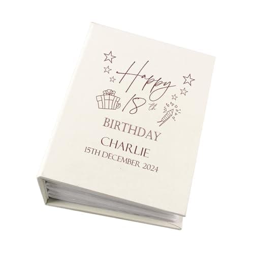 Image of Personalised 18th Birthday Gift For Her Or Him With Present Design Photo Album With Sleeves 100 x 6x4 Capacity