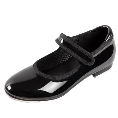 Image of Asyusyu Tap Shoes Girls Easy Strap Black Tap Dance Shoes for Kids/Toddler-10 UK