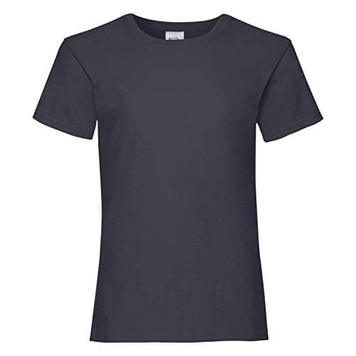 Image of Fruit of the Loom Girl's Valueweight T Shirt, Blue (Deep Navy), 9-11 Years UK
