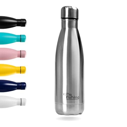 Image of Water Bottle Otto Koning 500ml - Stainless Steel Vacuum Insulated Flask - Keeps Cold 24h / Hot 12h - Leak Proof, BPA Free & Scratch Resistant Metal Drinks Bottle for Gym, Office & Travel