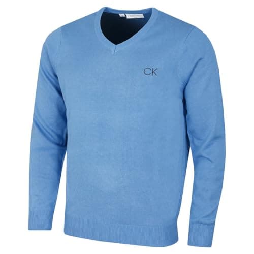 Image of Calvin Klein Golf Mens V-Neck Tour Sweater - Blue Marl - S