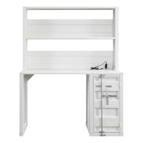 Image of Acme Cargo Metal Desk and Hutch with Shelf in White