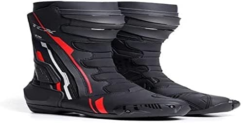 Image of TCX - S-TR1, Men's Motorcycle Boot, Sporty and Certified, Motorcycle Boot with Microfibre Upper, Side Elastic Zip and Velcro Closure, Black/Red/White