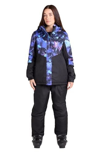 Image of Mountain Warehouse Womens Ski Jacket & Pants Set - Padded Insulation, Snowskirt, Zipped pockets & Adjustable Hood - Best for Autumn, Winter, Outdoors & Travelling Bright Blue Women's Size 14