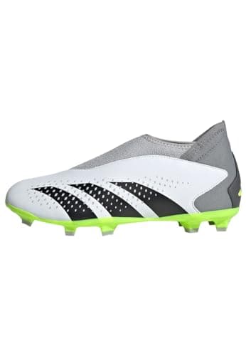 Image of adidas Unisex Accuracy.3 Laceless Firm Ground Boots, Cloud White/Core Black/Lucid Lemon, 10.5 UK Child