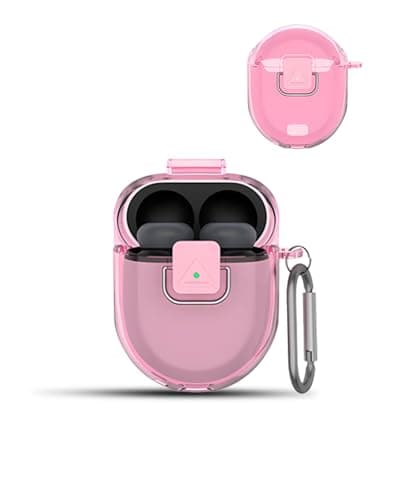Image of Case for Google Pixel Buds Pro 2 Earbuds Wireless Earbuds,daunke Soft TPU Protective Cover,Case with Runway buckle,Full Protection,Transparent pink