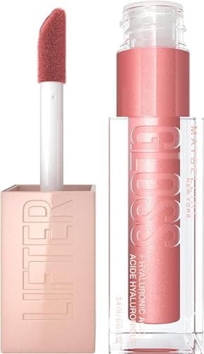Image of Maybelline Lifter Gloss, Hydrating Lip Gloss with Hyaluronic Acid, Creates Fuller-Looking, Shiny, Moisturised and Plumped Lips. Non-sticky, 003 Moon (Nude Pink)