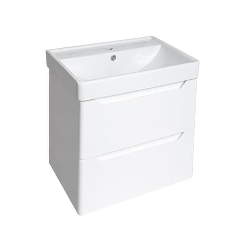 Image of VR PVC Waterproof Bathroom Vanity Unit Ceramic Basin Sink Cabinet Wall Hung 500mm Varied Colours (White)