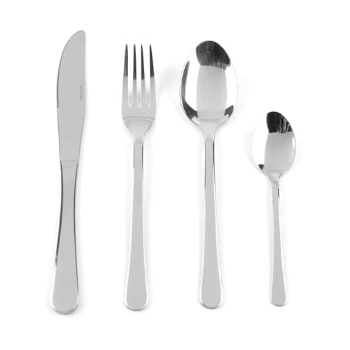 Image of Salter BW06528 Bakewell Cutlery Set – 24 Piece, 18/0 Stainless Steel, Mirror Polish Flatware, 15-Year Guarantee, 6 Place Settings, Includes Forks, Knives, Dessert Spoons & Teaspoons, Dishwasher Safe