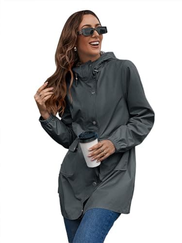 Image of SotRong Waterproof Winter Autumn Jackets Women Outdoor Ventures Softshell Hiking Walking Jacket Ladies Raincoats with Hoods Long Trench Coat Hooded Rain Coat Functional Windbreaker Grey XL