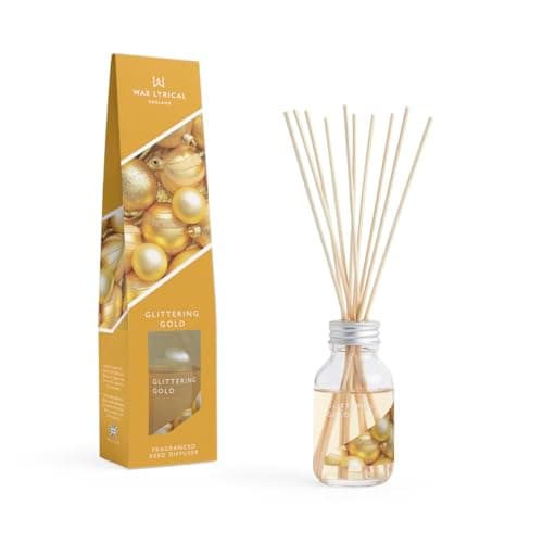 Image of Wax Lyrical Glittering Gold Reed Diffuser 100ml | Opulent & Enchanting | Luxurious Festive Fragrance
