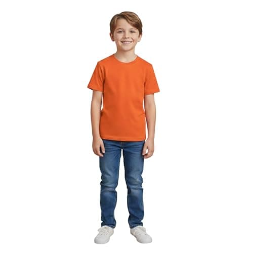 Image of A2Z 4 Kids Boys T Shirts Plain Black T Shirt Soft - Boys PL T Shirt Orange 5-6