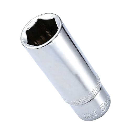 Image of Youzzei 15mm Deep Socket 3/8" Drive, 6 Point 3/8 Inch Square Drive Socket, Polishing CR-V Alloy Steel 15mm Metric Sockets 2.52" Length for Car Repair Mechanical Maintenance Home Use