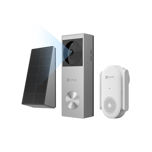 Image of EZVIZ 2K Solar Doorbell Camera with Chime and Solar Panel, No Monthly Fee, 8GB Local Storage, 162° Wide View, Wireless & Wired, Colour Night Vision, AI Detection, Front Door Camera (CP3 Pro Chime Kit)