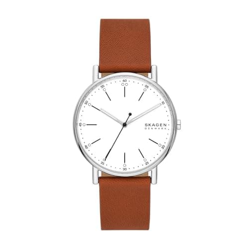 Image of SKAGEN Signatur Watch for Men, Quartz Three Hand Movement with Leather Strap