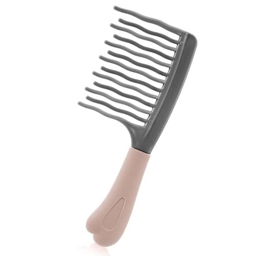 Image of Wide Tooth Comb for Curls, Curly Hair Comb with Double Row Wavy Tooth for Curly Wavy Thick Long Wet Dry Hairs, Detangler Hair Brush Large Teeth Shower for Women Girl (Grey)