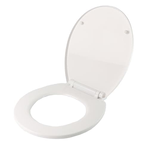 Image of DIVCHI Quick Release Toilet Seat - with Soft Close & Hinges for Easy Cleaning Universal Bathroom Bowl Seating Thermoset Lid 45.5x38.5x5cm, White
