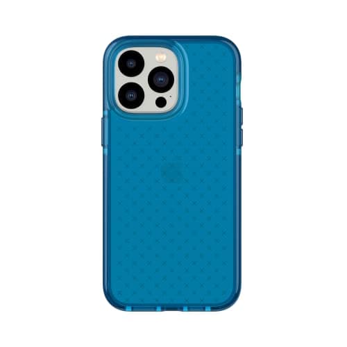 Image of tech21 iPhone 14 Pro Max Evo Check – Shock-Absorbing & Slim Protective Phone Case with 16ft FlexShock Multi-Drop Protection & Extra Buttons Classic Blue